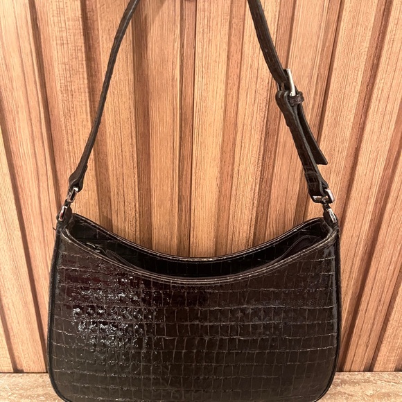 XOXO Vintage Brown Embossed Croc Pattern Purse Shoulder Bag GLOSSY - Picture 7 of 15
